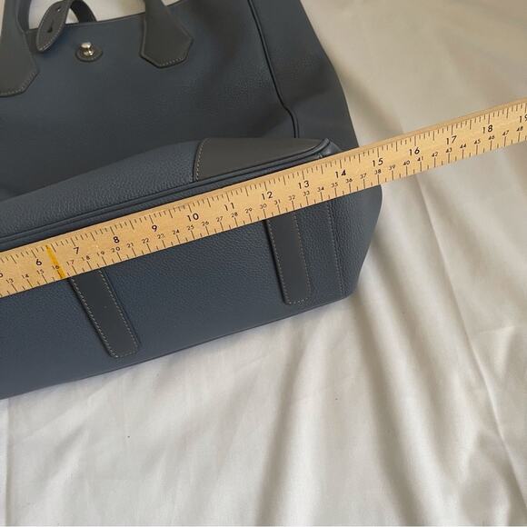 Dunhill Boston Tote Blue Leather Top Handle Work School Business Bag Tote - Picture 15 of 16